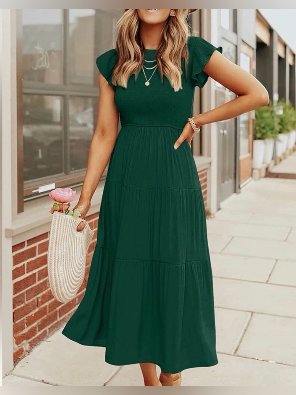 Zesica’s Emerald Green Flutter Dress in size Medium